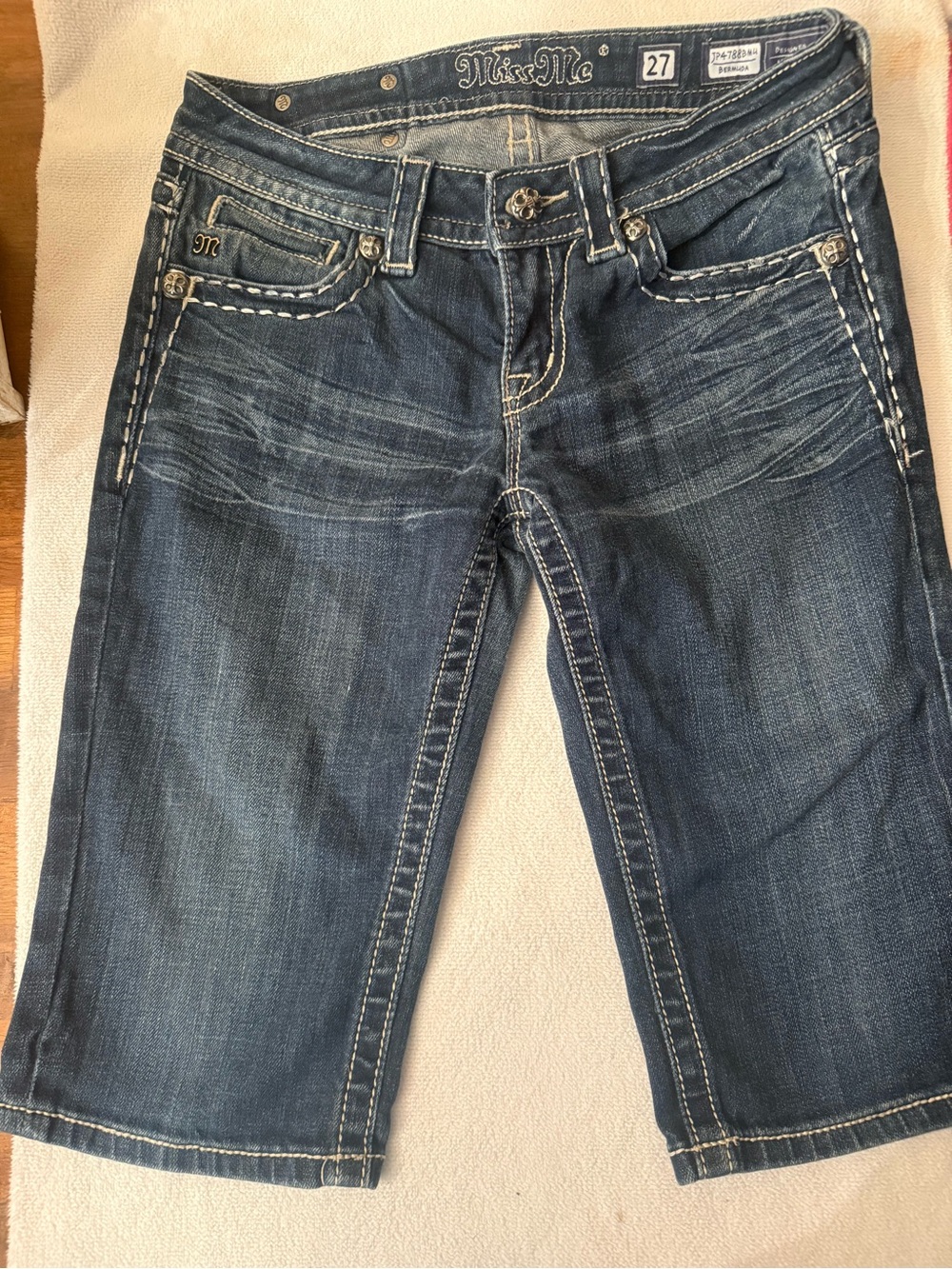 Miss Me Blue Denim Cropped Bermuda Jeans